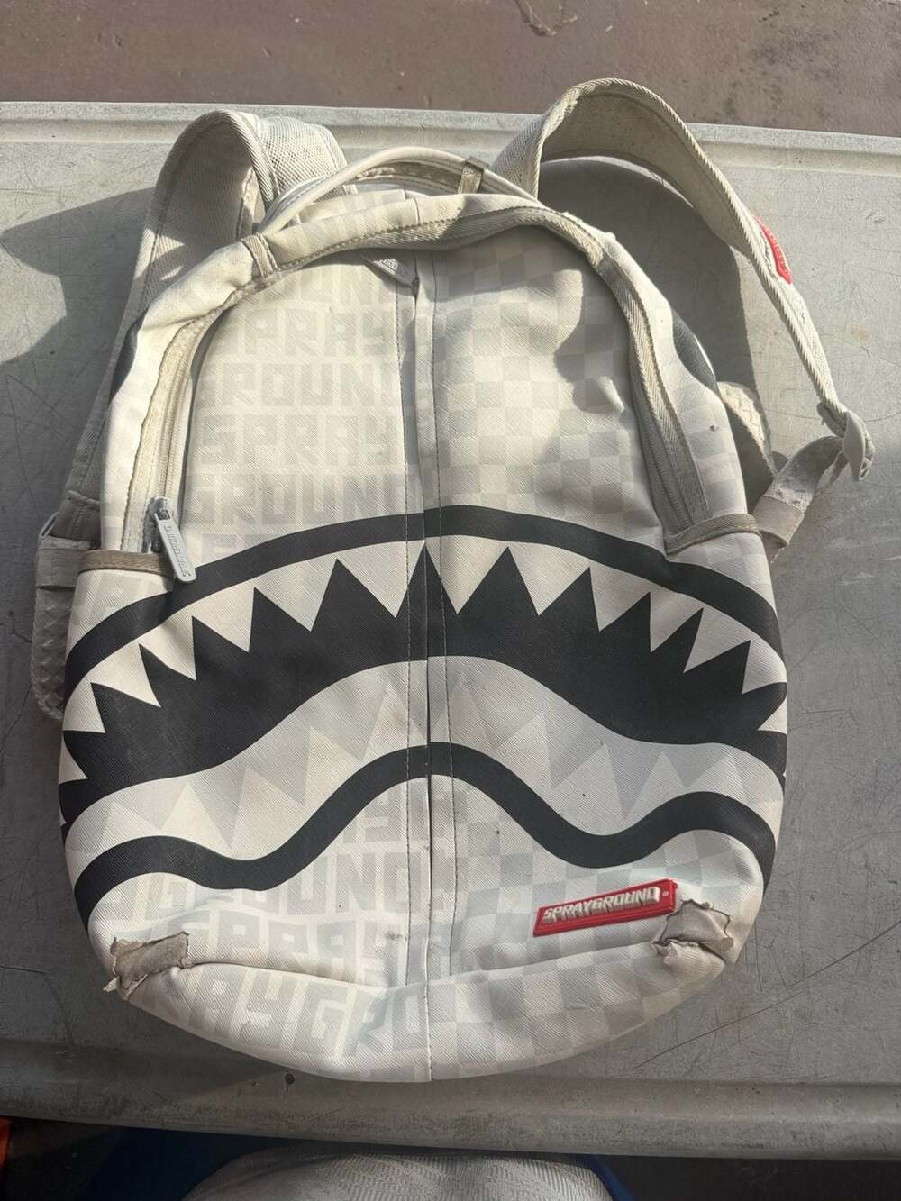 Sprayground Split The Check Pearl Backpack White Black